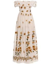 Agua Bendita - Espliego Promesa Ruffled Floral-Embroidered Maxi Dress - Lyst