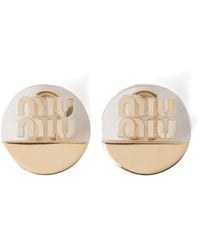 Miu Miu - Logo-plaque Clip-on Earrings - Lyst