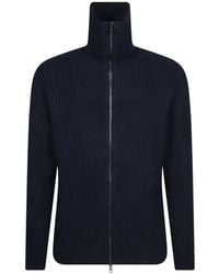 Tagliatore - Ribbed-Knit Zip-Up Cardigan - Lyst