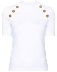 Balmain - T-shirt à bouton décoratif - Lyst