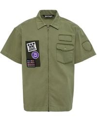 Palm Angels - Patch-Detail Zip-Up Shirt - Lyst