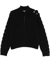 D.exterior - Braided-Sleeve Zip-Up Sweater - Lyst