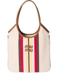 Miu Miu - Ivy Gestreepte Shopper - Lyst