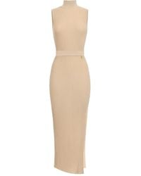 Elisabetta Franchi - Ribbed High-Neck Maxi Dress - Lyst