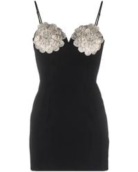 Nissa - Floral-Appliqué Crystal-Embellished Minidress - Lyst