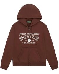 DENIM TEARS - Pull Zippé En Maille Nervurée Et Capuche - Lyst