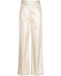 Genny - Pinstripe-Pattern Wide-Leg Trousers - Lyst