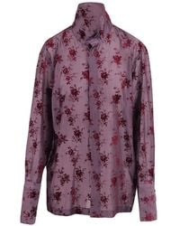Thelatest - Floral-Print High-Neck Shirt - Lyst