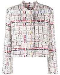 Thom Browne - Rwb Stripe Deconstructed-Design Tweed Jacket - Lyst