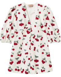 Twinset - V-Neck Cherry-Print Mini Dress - Lyst