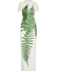 Oscar de la Renta - Jersey Maxi-Jurk Met Varenprint - Lyst
