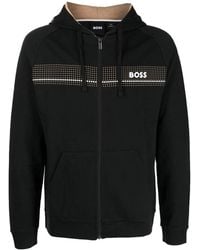 BOSS - Logo-Print Zip-Up Hoodie - Lyst