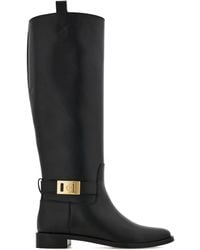 Ferragamo - Hug-Buckle Knee-High Boots - Lyst