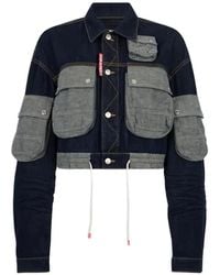 DSquared² - Multi-Pocket Cropped Denim Jacket - Lyst