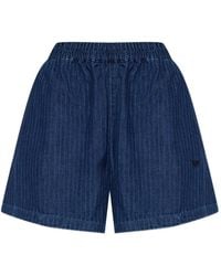 Emporio Armani - Pinstripe Elasticated Mini Shorts - Lyst