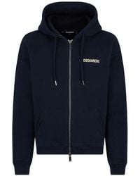 DSquared² - Felpa Con Stampa Grafica, Zip E Cappuccio - Lyst