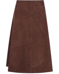 Alice + Olivia - Sosie Suède Midi-Rok Met Vlakken - Lyst