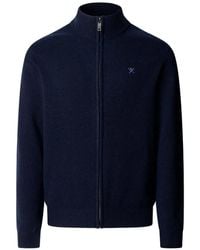 Hackett - Zip-Up Lambswool Cardigan - Lyst