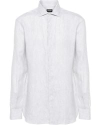 ZEGNA - Linen Striped-Pattern Shirt - Lyst
