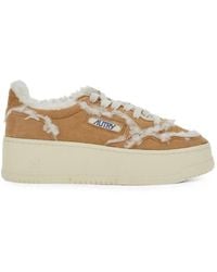 Autry - Shearling-Trim Platform Sneakers - Lyst