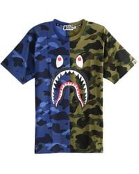 A Bathing Ape - Shark Camouflage-Print T-Shirt - Lyst