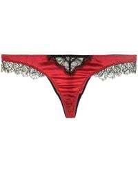 Kiki de Montparnasse - Lace Inset Silk Charmeuse Thong - Lyst