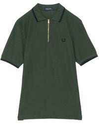 Fred Perry - Logo-Embroidered Half-Zip Polo Shirt - Lyst
