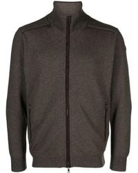 Paul & Shark - Suede-Trim Ribbed-Knit Cardigan - Lyst