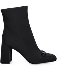 Love Moschino - Horsebit Block-Heel Ankle Boots - Lyst