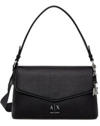 ARMANI EXCHANGE - Logo-Plaque Pebbled Shoulder Bag - Lyst