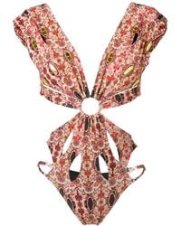 Amir Slama - Floral-Print Cut-Out Swimsuit - Lyst