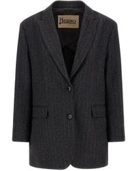 Herno - Blazer Rayé À Revers Crantés - Lyst