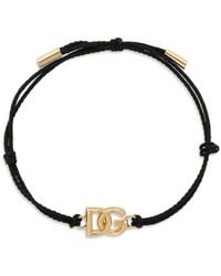 Dolce & Gabbana - Dg Logo Charm Cord Bracelet - Lyst