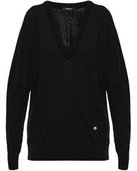 Balmain - Diamond-Knit V-Neck Sweater - Lyst