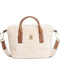 Tommy Hilfiger - Faux-Fur Logo-Plaque Tote Bag - Lyst