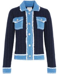 Barrie - Ribbed-Knit Denim-Effect Jacket - Lyst