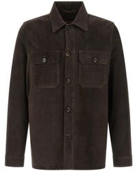 Moorer - Klaus Suede Overshirt - Lyst