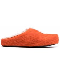 Marni Leather Calf-hair Cushioned Slippers in Orange for Men | Lyst