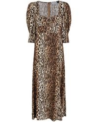 RIXO London - Midi-Jurk Met Luipaardprint - Lyst