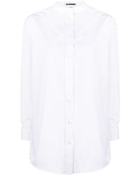 Jil Sander - Band-collar Cotton Poplin Shirt - Lyst
