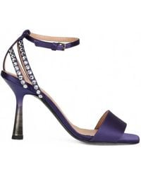 Alberta Ferretti - Crystal-Embellished Satin Sandals - Lyst