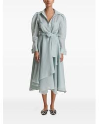 Pink - Aqua Tie-Waist Layered Midi Dress - Lyst