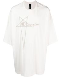 Rick Owens X Champion - Logo-embroidered Organic Cotton T-shirt - Lyst