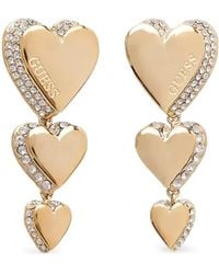 Guess - Heart-Motif Drop Earrings - Lyst