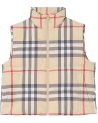 Burberry - Check Puffer Gilet - Lyst