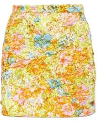 Versace - Floral-Print Crinkled Mini Skirt - Lyst