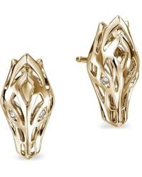 John Hardy - 14K Naga Diamond Stud Earrings - Lyst