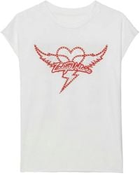 Zadig & Voltaire - Rhinestone-Embellished Cap-Sleeve T-Shirt - Lyst
