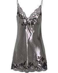 Carine Gilson - Lace-trim Lurex Slip Dress - Lyst