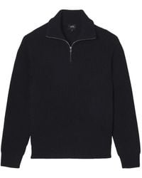 A.P.C. - Pull Côtelé À Col Zippé - Lyst